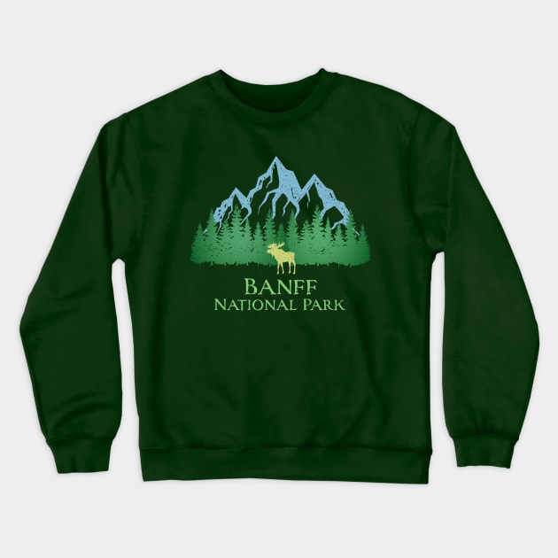 Banff National Park Moose Canada Canadian Rocky Mountains Souvenir Crewneck Sweatshirt by Pine Hill Goods